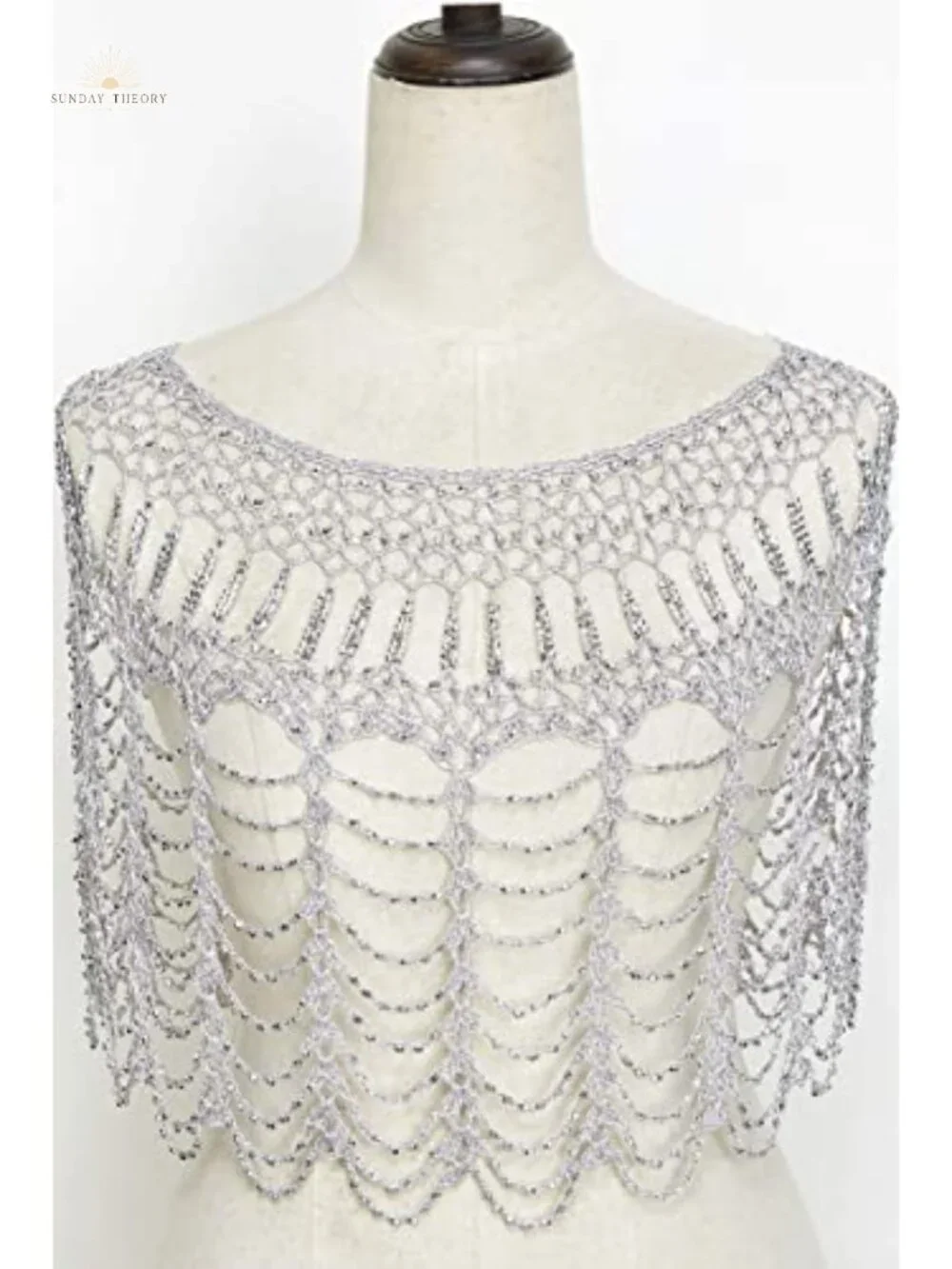 1920s Beaded Shawl Wrap Evening Cape Flapper Cover Up Vintage Style One Size